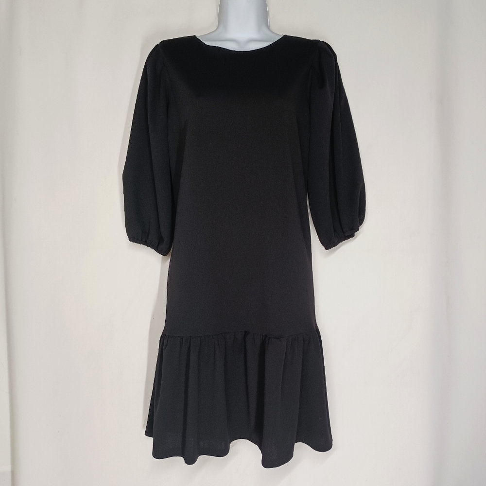 LOVE...ADY Puff Flounce 1/2 Sleeve Ruffle Hem Dress Large NWT